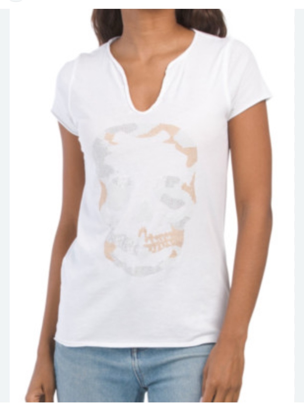 ZADIG & VOLTAIRE XS Cream Tunisien MC Skull T Shirt Orig $150